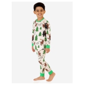 Lazy Shark Boys Cream-Coloured  Green Printed Night Suit - None