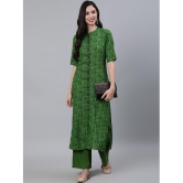 Antaran Cotton Printed Kurti With Palazzo Womens Stitched Salwar Suit - Green ( Pack of 1 ) - None