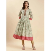 Rangita Women Sea Green Silk Embroidered Calf Length Anarkali Kurti - None