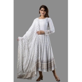 LEE MODA EXPORT - White Rayon Women's Anarkali Kurti with Dupatta ( Pack of 1 ) - None