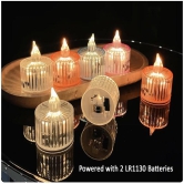 Acrylic Flameless & Smokeless Acrylic Flameless & Smokeless Striped Crystal LED Candles for Home Decoration,Gifting, Festival etc.(Pack of 12)