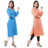 DESHBANDHU DBK - Multicolor Cotton Womens Straight Kurti ( Pack of 2 ) - None