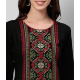 KIPEK - Black Rayon Womens Straight Kurti - XL