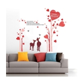 Asmi Collection Pink Tree with Pretty Heart and Deer Wall Sticker ( 130 x 150 cms )