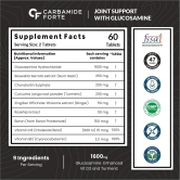 Carbamide Forte Joint Support Supplement with Glucosamine 1600mg Per Serving with Chondroitin, Boswellia, Turmeric & Ginger- 60 Tablets