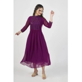 Estela - Wine Georgette Womens Flared Kurti ( Pack of 1 ) - None