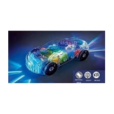 See Thru Concept Racing Car with 3D Flashing Rainbow Color Led Lights Musical Car for Kids Multi Color Plastic CAR