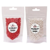 foodfrillz Red Pearl Balls + White Pearl Balls (50 g x 2) Sugar Sprinkles for cake decoration