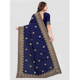 Om Shantam Sarees - Navy Blue Silk Blend Saree With Blouse Piece ( Pack of 1 ) - Navy Blue