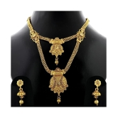 Silver Shine Alloy Golden Choker Traditional Gold Plated Necklaces Set - Golden