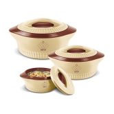 Milton Royal Jr. Insulated Inner Stainless Steel Casserole,Set of 3, (410 ml, 830 ml, 1.27 Litres),Brown | BPA Free |Food Grade | Easy to Carry | Easy to Store | Ideal For Chapatti | Roti | 