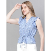 Oxolloxo Self Design Ruffles Cinched Waist Organic Cotton Top