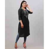 Alena Cotton Embroidered Straight Womens Kurti - Black ( Pack of 1 ) - None