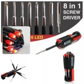 8 in 1 Multi Screwdriver with LED Portable Torch Long Handle Screwdriver Set (Pack of 1)