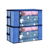 Non-Woven Cloth Storage / Organizer with Transparent Window,Blue (Pack of 2)