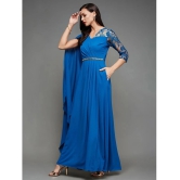 Miss Chase Georgette Solid Full Length Womens Gown - Blue ( Pack of 1 ) - None