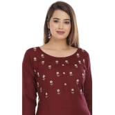 JC4U - Wine Rayon Womens Straight Kurti ( Pack of 1 ) - None