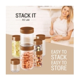 Milton Stack IT 2300 Plastic Storage Jar, 1 Piece, 2.19 Litres, Brown | Air Tight | Storage Jar | Kitchen Organiser | BPA Free | Stackable | Modular | Food Grade | Multipurpose Jar - Brown