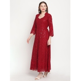 Queenley - Maroon Cotton Womens Flared Kurti - None