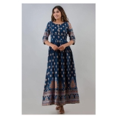 Lee Moda - Blue Rayon Women's Anarkali Kurti ( Pack of 1 ) - S