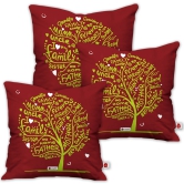 Indigifts Diwali Gift Items Family Love Tree Brown Cushion Cover 16x16 Set of 3 - Diwali Gift Items, Diwali Decoration Items, Deepavali Decoration, Dipawli Gifts, Deepawali Greetings