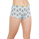 Clovia Blue Cotton Printed Womens Boy Shorts ( Pack of 1 ) - None