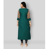 Rangrasiya - Green Cotton Blend Womens Straight Kurti ( Pack of 1 ) - L