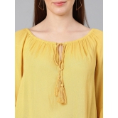 Oxolloxo Yellow Tie-Up Neck Ruffles Crepe Top