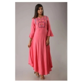 MAUKA - Pink Rayon Womens A-line Kurti - XXL