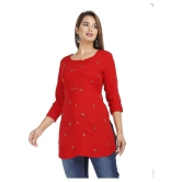 JC4U - Red Rayon Womens Straight Kurti ( Pack of 1 ) - XL