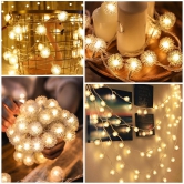 30 LED Solar Snow Ball String Light (Warm Light)