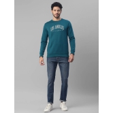 UrbanMark Men Regular Fit Printed Full Sleeves Round Neck Fleece Sweatshirt-Teal Blue - None