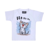 NEO GARMENTS Kids Boys & Girls Cotton T-shirt |CAT Ha Ha Ha| (WHITE)| S - 23(1YRS TO 2YRS)| - None