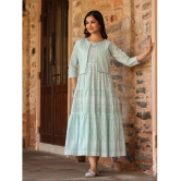 AMIRAS INDIAN ETHNICWEAR Cotton Printed Ankle Length Womens Fit & Flare Dress - Mint Green ( Pack of 1 ) - None