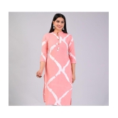 MAUKA Rayon Printed Straight Womens Kurti - Pink ( Pack of 1 ) - None