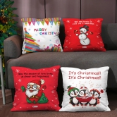 Indigifts Christmas Cushion Covers Holiday Fun With Cute Christmas Characters Set of 4 Cushion Cover 18x18 inches - Christmas Cushion, Christmas Decorations for House, Xmas Decorations