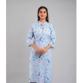 MAUKA - Light Blue Rayon Women's Straight Kurti ( Pack of 1 ) - None