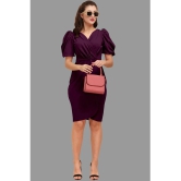 A TO Z CART Polyester Solid Knee Length Womens Bodycon Dress - Wine ( Pack of 1 ) - None