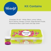 Fevicryl Acrylic Colours Sunflower Kit (10 Colours x 15 ml) DIY Paint, Rich Pigment, NonCracking Paint for Canvas, Wood, Leather, Earthenware, Metal