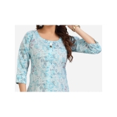 Meher Impex Cotton Printed Straight Womens Kurti - Turquoise ( Pack of 1 ) - None