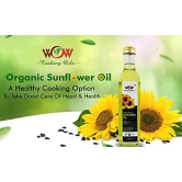 WOW Cooking Oils Certified Organic Virgin Cold Pressed Sunflower Cooking Oil (2 LTR X 4)+3 RAW Honey 55GM