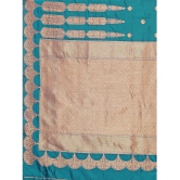 Om Shantam Sarees - Teal Banarasi Silk Saree With Blouse Piece ( Pack of 1 ) - Teal