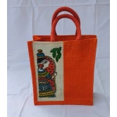 Sonchiraiya Printed Orange Jute Bag