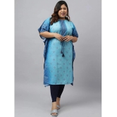 Janasya Georgette Printed Kaftan Womens Kurti - Blue ( Pack of 1 ) - None