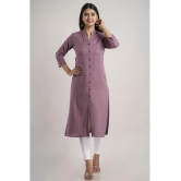 MAUKA - Purple Rayon Women''s Front Slit Kurti ( Pack of 1 ) - None