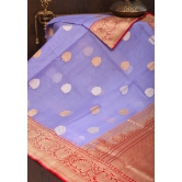 Lavender and Red Pure Organza Saree - Gorgeous Banarasi Kora Silk Saree  with Sona Rupa Kadhuwa motifs | SILK MARK CERTIFIED