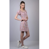 OWO THE LABEL Multicolored Flower Print Dress (OTL-DRS1011)-Multicolor / L