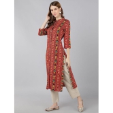 KIPEK - Red Rayon Womens Front Slit Kurti ( Pack of 1 ) - None