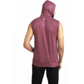 Men Solid Hooded Neck Polyester Maroon T-Shirt