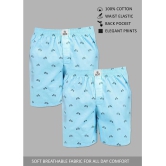 Light Blue Cotton Mens Boxer- ( Pack of 2 ) - None